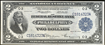 1918 $2.00 Philadelphia.  AU.