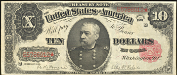 1891 $10.00.  XF.