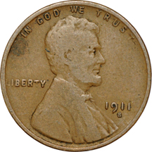 Four semi-key S mint Lincoln cents.