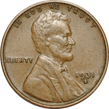 Four semi-key S mint Lincoln cents.