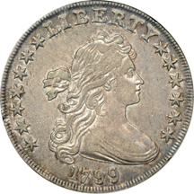 1799 7 & 6 Stars, "Apostrophe" Variety, Large Berries (B-9, BB-166, R-1).  ANACS XF-45.