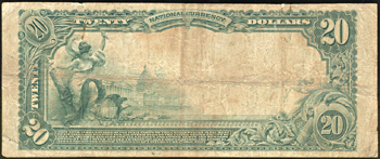 1902 $20.00. Cushing, OK Charter# 10332 Blue Seal. F.