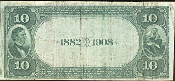 1882 $10.00. Greensburg, IN Charter# 5435 Date Back. F.