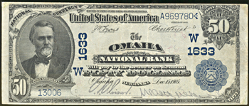 1902 $50.00. Omaha, NE Charter# 1633 Blue Seal. VF.