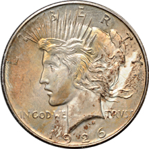 Eight Peace dollars.