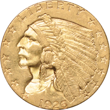 Five Indian quarter-eagles. AU.