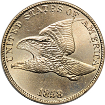 Whizzed Flying Eagle Copper-Nickel Indian Head cents.