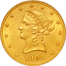 Three Gold type coins. ICG MS-60 Details.