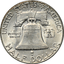 Album (1948 - 1963-D) of Franklin half-dollars.