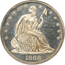 1868 ANACS PF-62 Cameo.