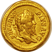 193 - 211 AD Septimius Severus gold aureus.