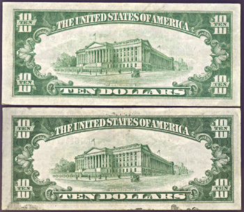 1934-A $10.00 North Africa VF and 1934-A Silver Certificate XF.