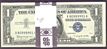 Pack of 100 1957-B $1.00.  GemCU.