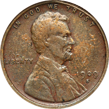 1909-S VDB. ANACS VF-20 details, corroded.