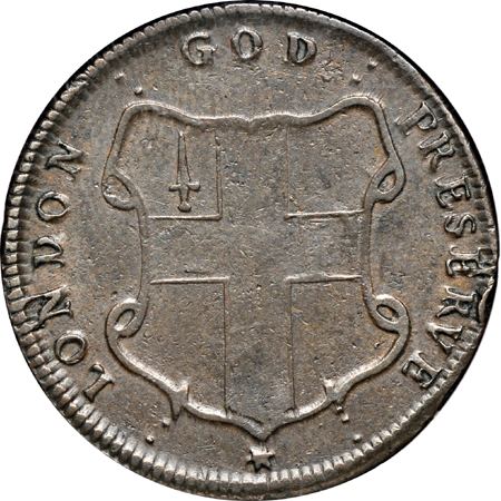 Undated (C. 1694) London Elephant Token (Breen 186, Hodder Dies 2-B, R-4)/ Thick Planchet/ God Preserve London. NGC AU-55 BN.