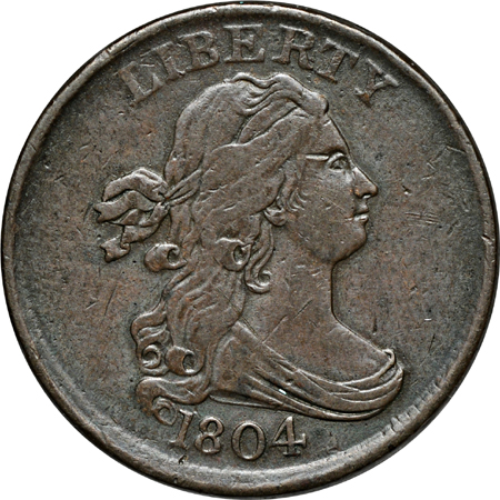 Four Draped Bust half-cents.