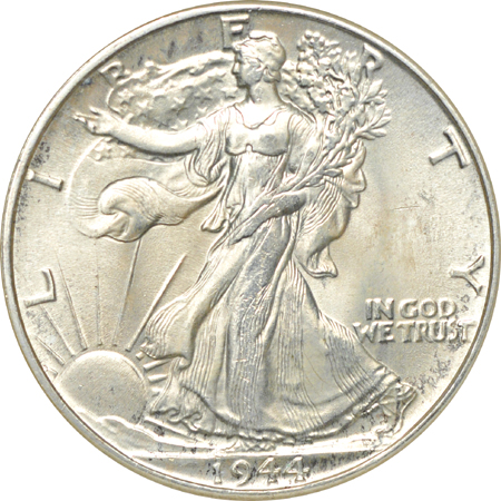 Eight certified Walking Liberty half-dollars