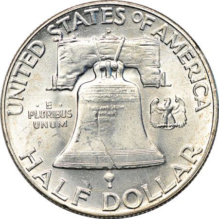 Album (1948 - 1963-D) of Franklin half-dollars.