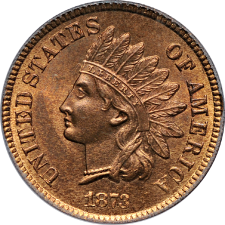 1873 "open 3" PCGS MS-64RB.