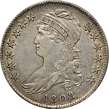 1807 Draped Bust (O-105,R.1), 1807 Capped Bust, 50 over 20 (O-112, R.1), 1807 Capped Bust, Small Stars (O-113a, R.3) and 1808 8 over 7 Capped Bust (O-101, R.1).