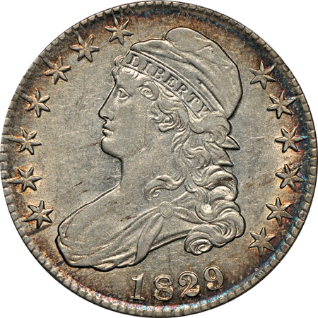 1824/1 (O-101, R.2), 1824 over-date (O-103, R.1), 1827/6 (O-101, R.2), 1829 over 1827 (O-102, R.2) and 1836 50 over 00 (O-116, R.2).