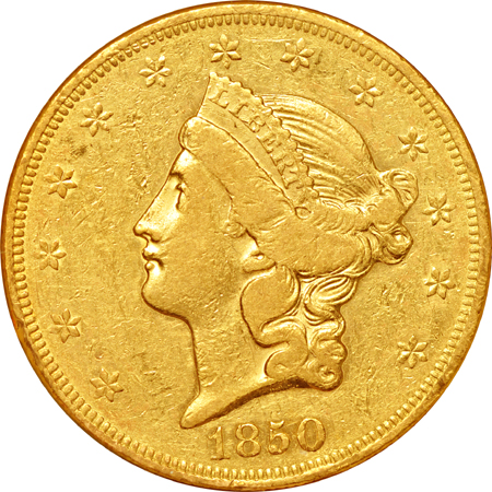 Five Piece 1850 U.S. Gold Type Set.