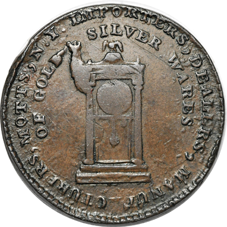 1789 Mott Token, thick planchet, plain edge. Breen 1020, Rarity-3, 157.7 grains. XF.