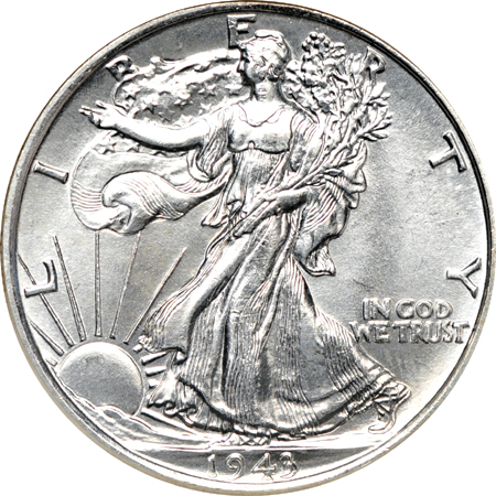 Four certified Walking Liberty half-dollars. NGC MS-65.