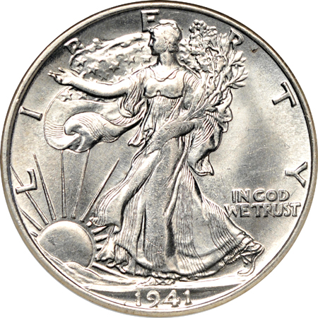 Six certified Walking Liberty half-dollars. NGC MS-63.