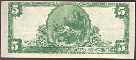 1902 $5.00. Fayetteville, AR Charter# 7346 Blue Seal. XF.