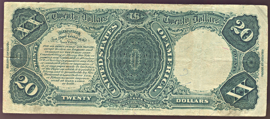 1880 $20.00.  Large Seal Blue Numbers. VF.