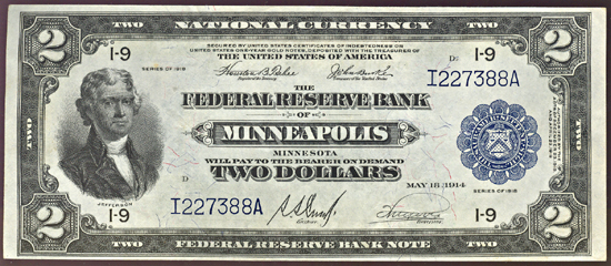 1918 $2.00 Minneapolis.  AU.