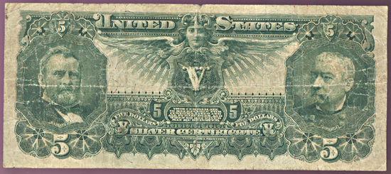 1896 $5.00.  VG.
