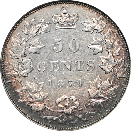 1871H Canada 50 Cents, Victoria, KM-6. NGC XF-45.