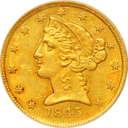 1845-D PCGS AU-55.