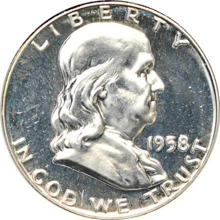 Ten certified Proof Franklin half-dollars.