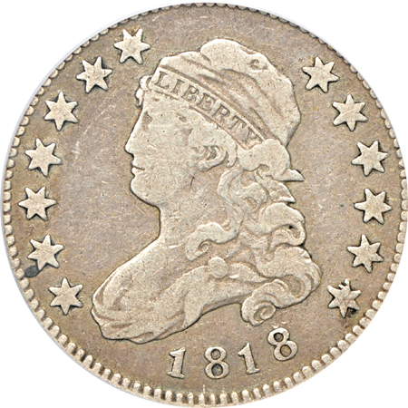 1818 (B-6, R-4) PCGS F-12.