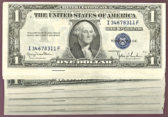 Half Pack of 1935-D $1.00.  Wide Reverse. CHCU.