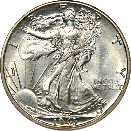 Four certified Walking Liberty half-dollars.