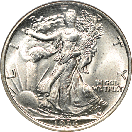 Four certified Walking Liberty half-dollars.