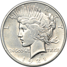 Ten Peace dollars.