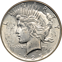 Twenty certified Peace dollars.