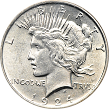 Twenty certified Peace dollars.