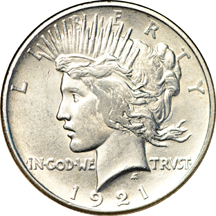 Album (1921 - 1935-S) of Peace dollars.