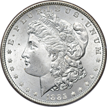 Seventeen certified Morgan dollars. MS-64.