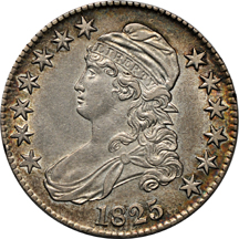 1824 (O-113, R.1), 1825 (O-106a, R.3), 1826 (O-117, R.2), 1828 Curled Base 2 (O-104, R.3), 1828 Sq, Base 2, Lg. 8's (O-108, R.3), and 1829 (O-119, R.2).