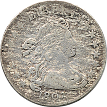 Three 1807 silver type coins.