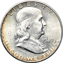 Album (1948 - 1963-D) of Franklin half-dollars.