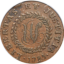 1785 Nova Constellatio Copper/ Pointed Rays Obverse/ Large US Reverse. Crosby 3-B, Breen 1111, R-2. PCGS XF-40.