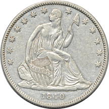 Four Seated Liberty half-dollars.